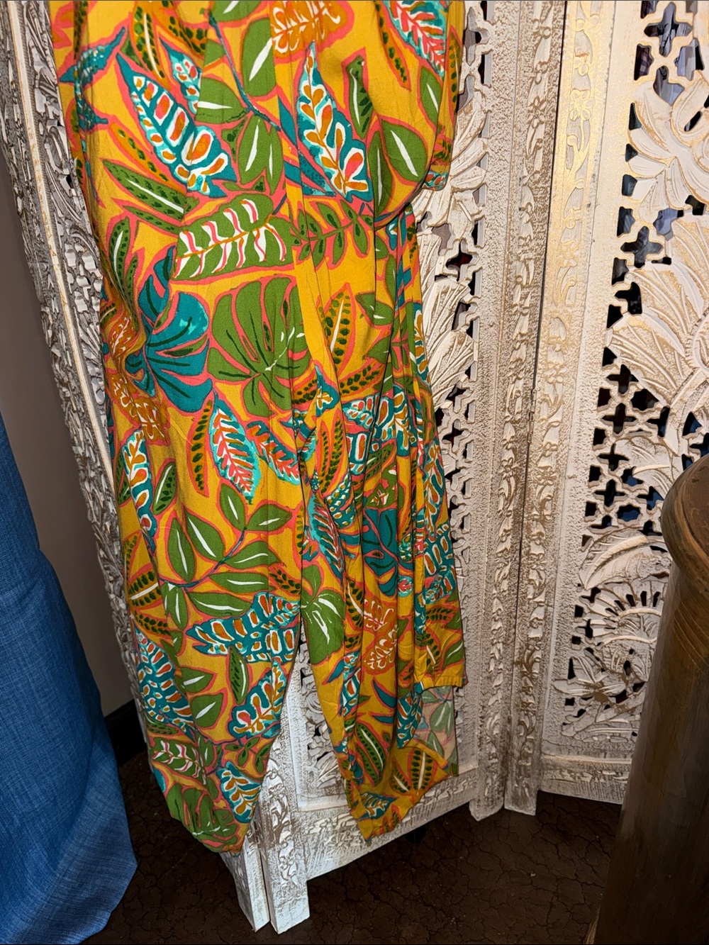 Japna Mustard & Teal Tropical Print Sundress - Picture 2 of 8
